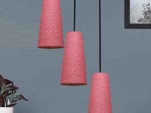 Pink Jute Cluster Hanging Lamp – – (10×21 inches) Height Adjsutable