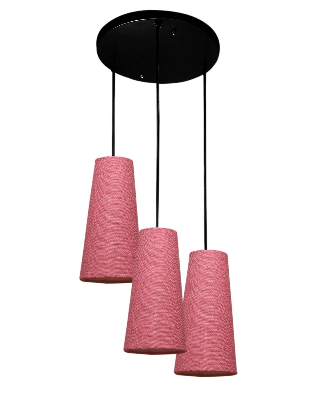 Pink Jute Cluster Hanging Lamp - - (10x21 inches) Height Adjsutable