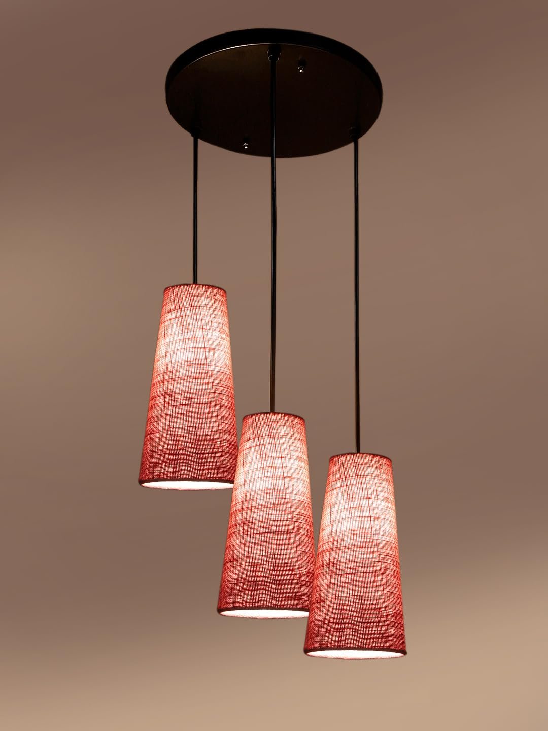 Pink Jute Cluster Hanging Lamp - - (10x21 inches) Height Adjsutable