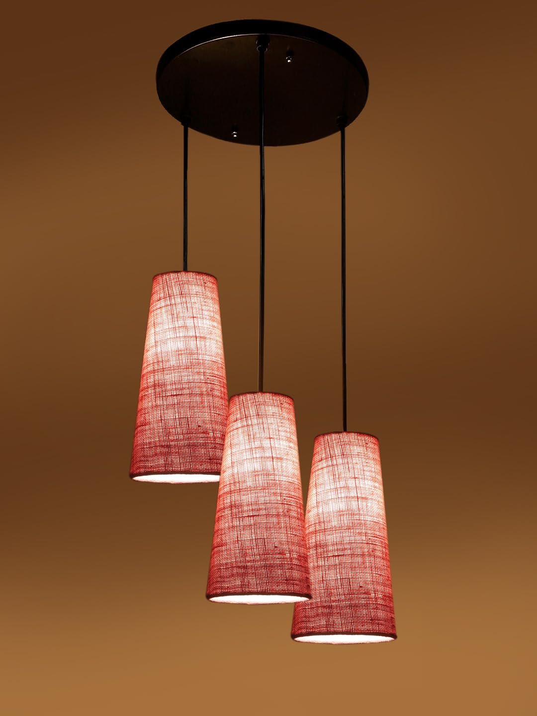 Pink Jute Cluster Hanging Lamp - - (10x21 inches) Height Adjsutable