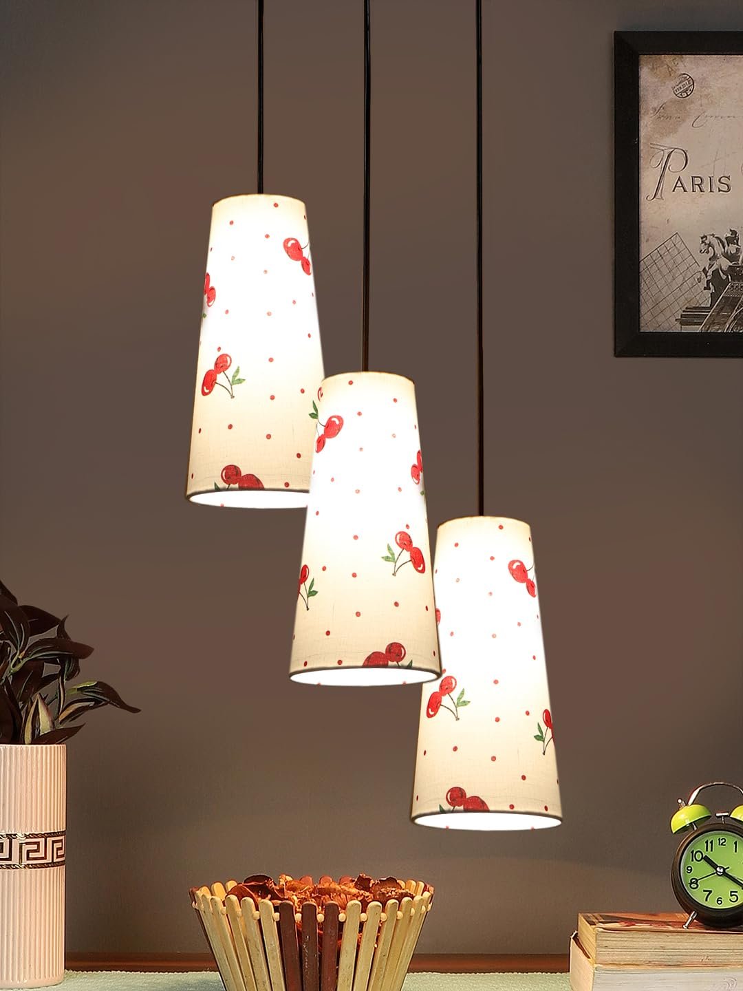 Multicolor Cotton Cluster Hanging Lamp - - (10x21 inches) Height Adjsutable-H