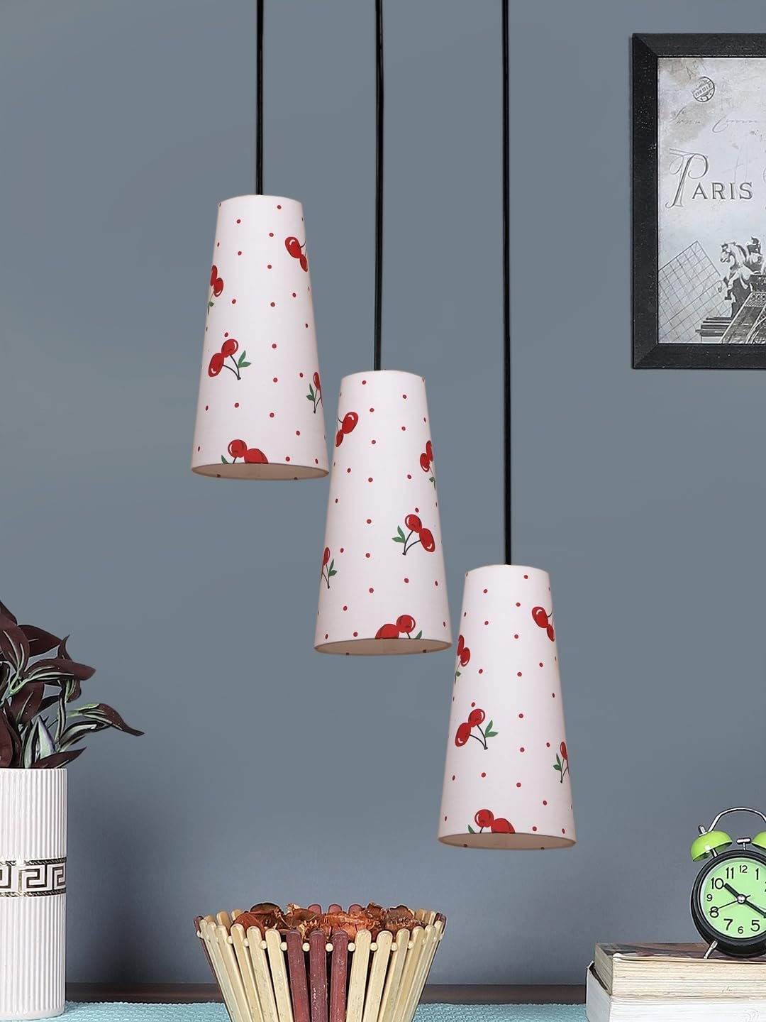 Multicolor Cotton Cluster Hanging Lamp - - (10x21 inches) Height Adjsutable-H