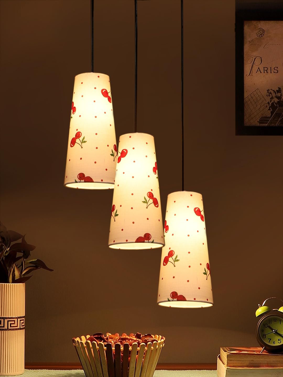 Multicolor Cotton Cluster Hanging Lamp - - (10x21 inches) Height Adjsutable-H