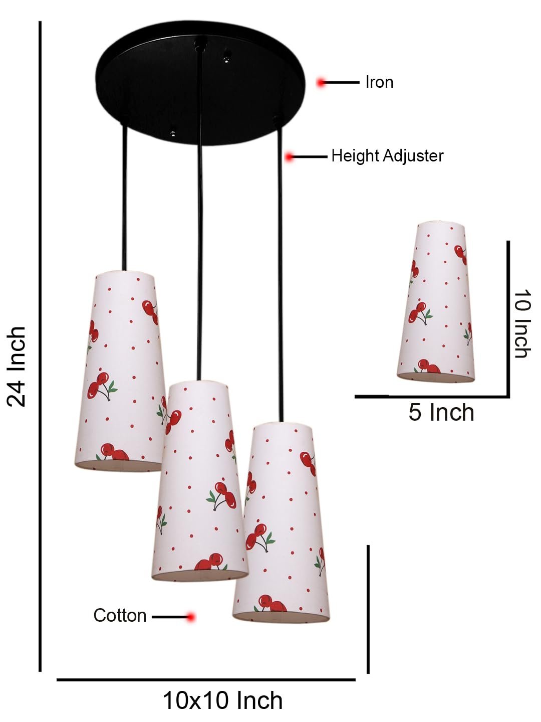 Multicolor Cotton Cluster Hanging Lamp - - (10x21 inches) Height Adjsutable-H