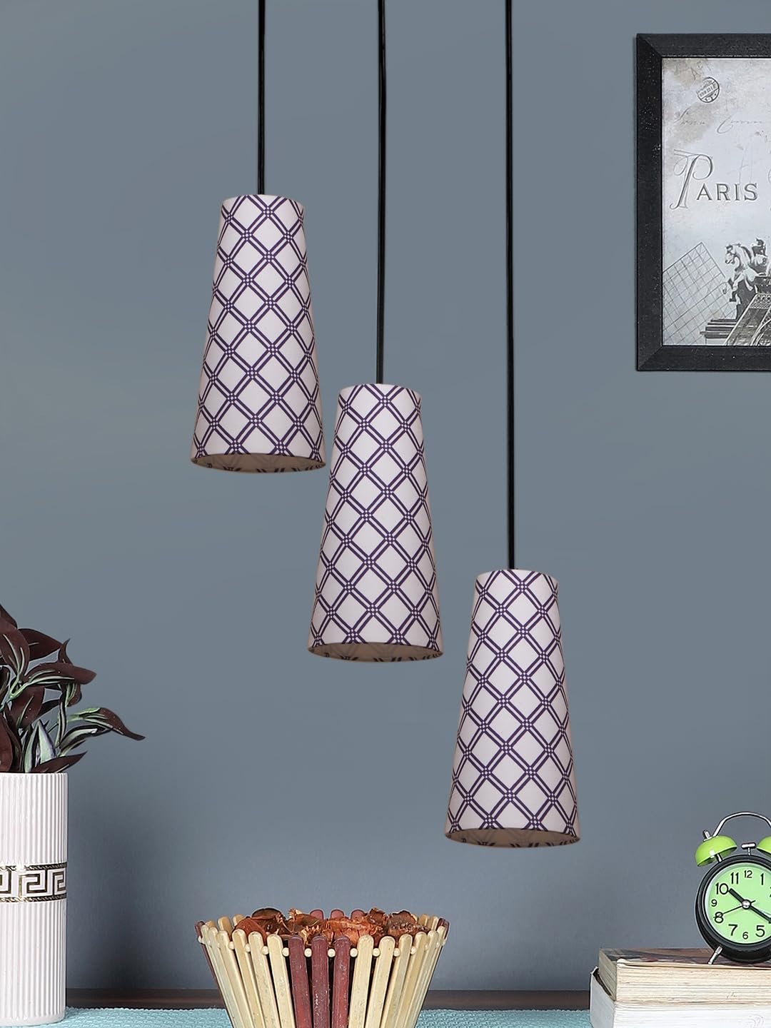 Multicolor Cotton Cluster Hanging Lamp - - (10x21 inches) Height Adjsutable-J