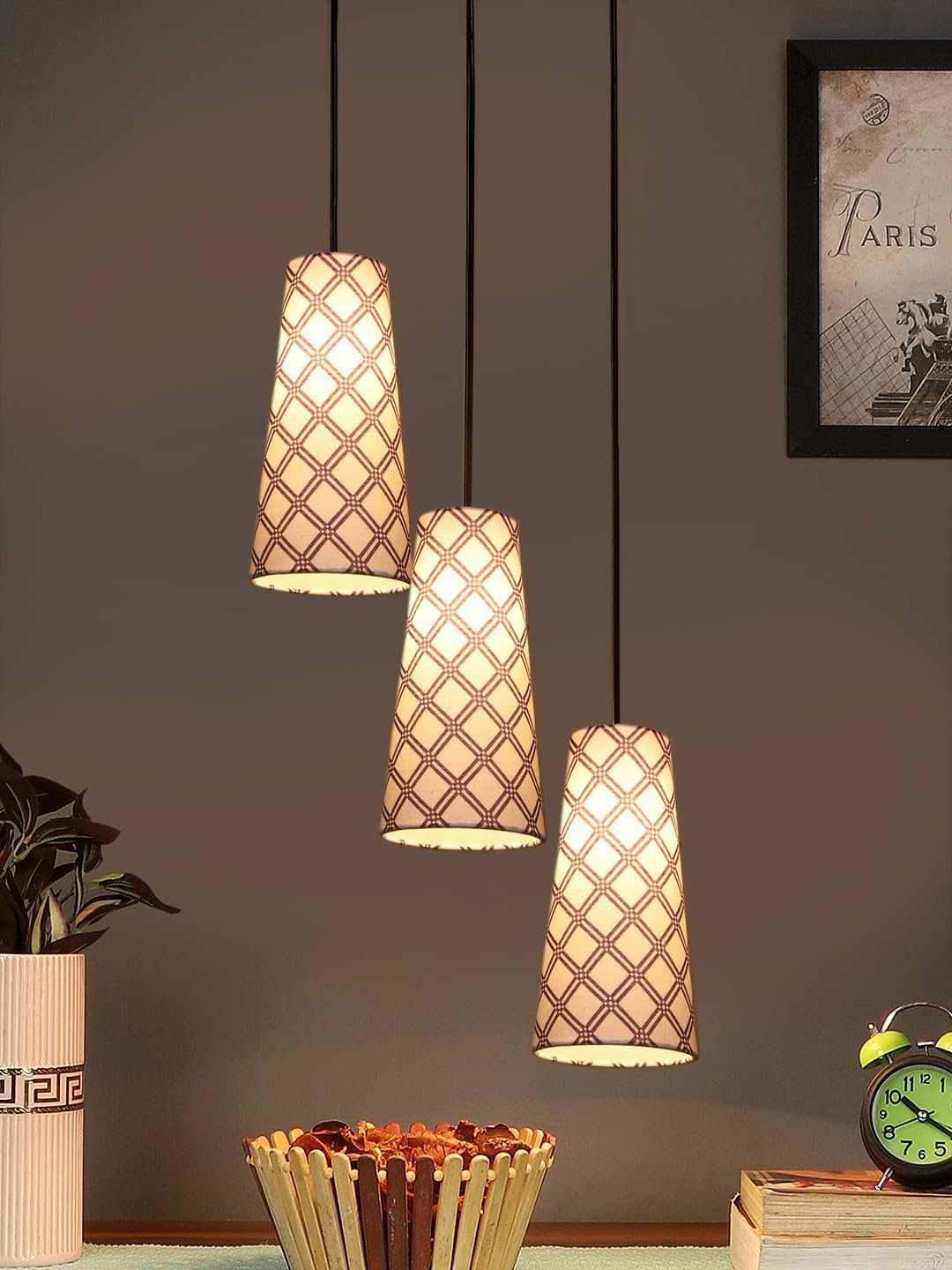 Multicolor Cotton Cluster Hanging Lamp - - (10x21 inches) Height Adjsutable-J