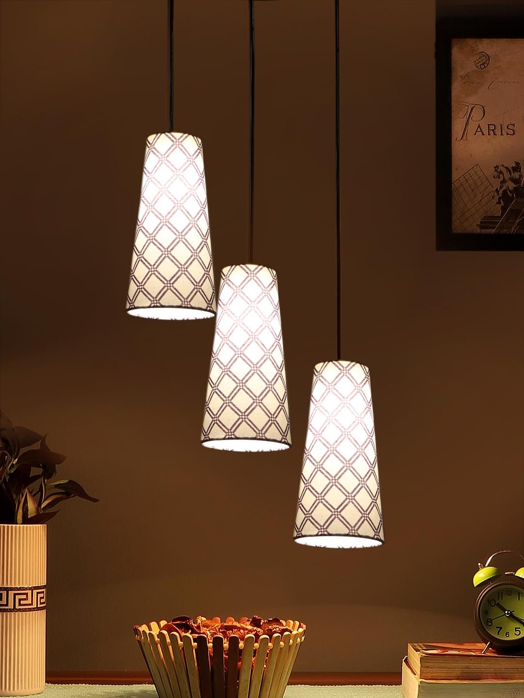 Multicolor Cotton Cluster Hanging Lamp - - (10x21 inches) Height Adjsutable-J