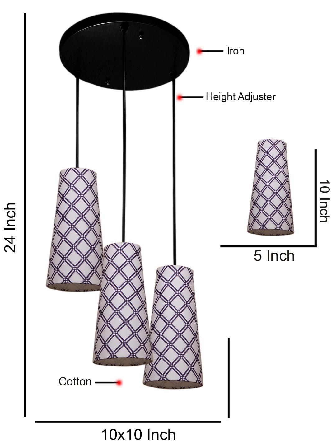 Multicolor Cotton Cluster Hanging Lamp - - (10x21 inches) Height Adjsutable-J