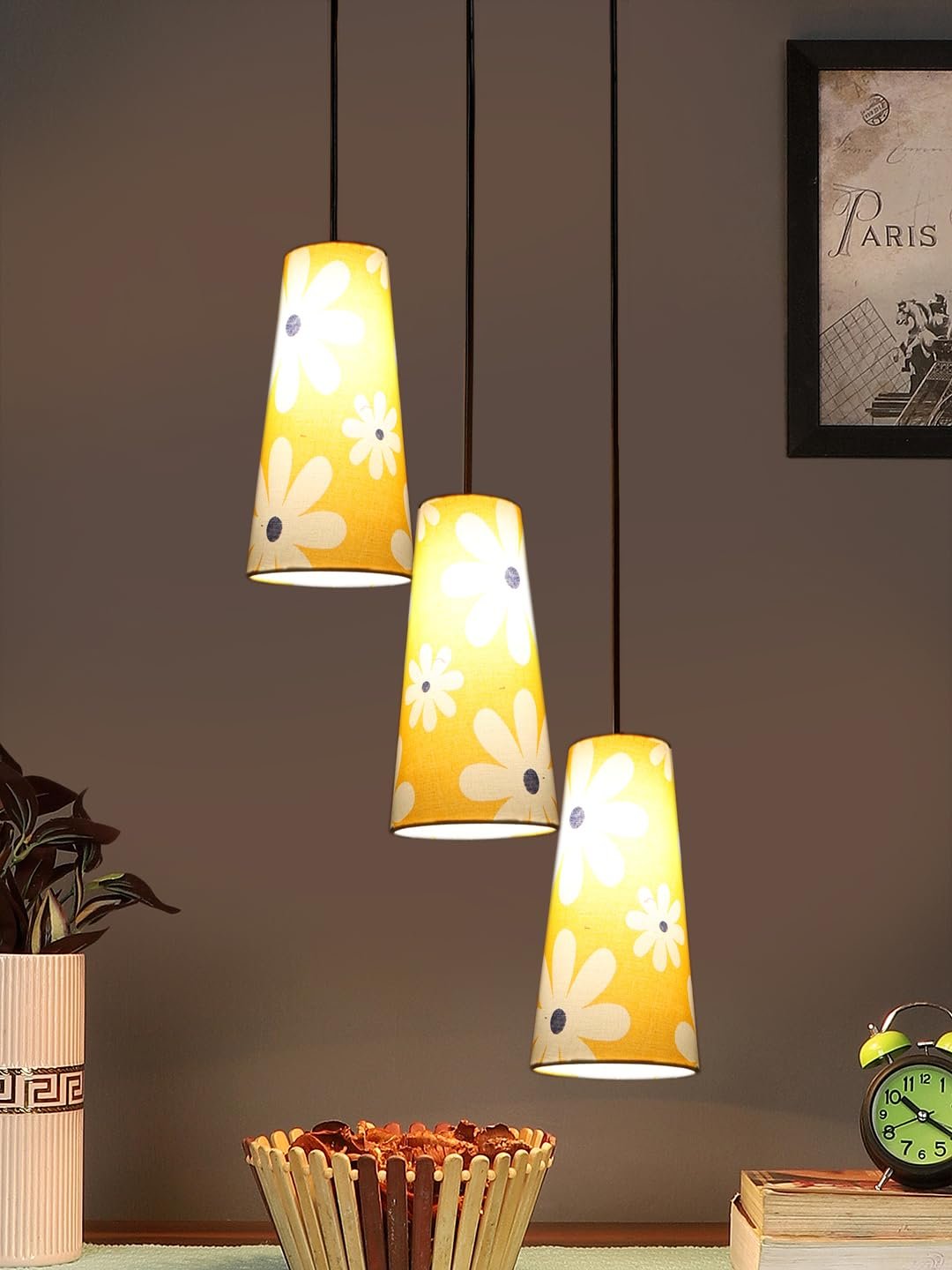 Multicolor Cotton Cluster Hanging Lamp - - (10x21 inches) Height Adjsutable-K