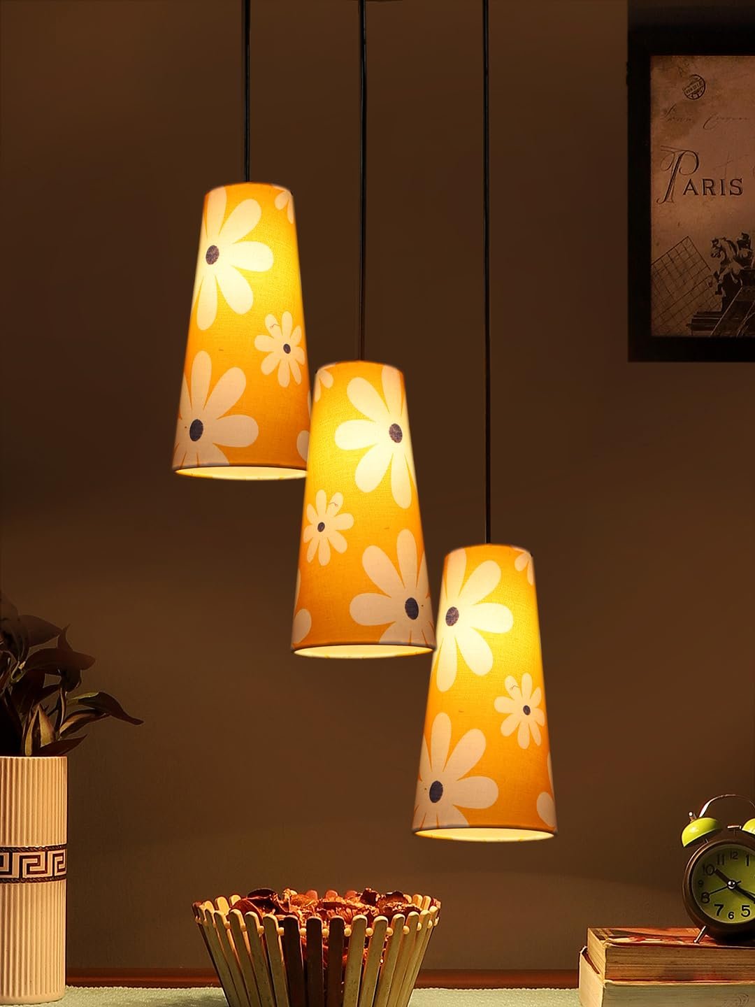 Multicolor Cotton Cluster Hanging Lamp - - (10x21 inches) Height Adjsutable-K