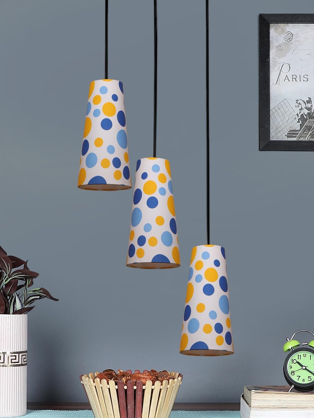 Multicolor Cotton Cluster Hanging Lamp - - (10x21 inches) Height Adjsutable