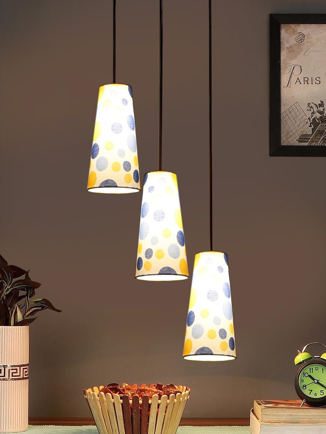 Multicolor Cotton Cluster Hanging Lamp - - (10x21 inches) Height Adjsutable