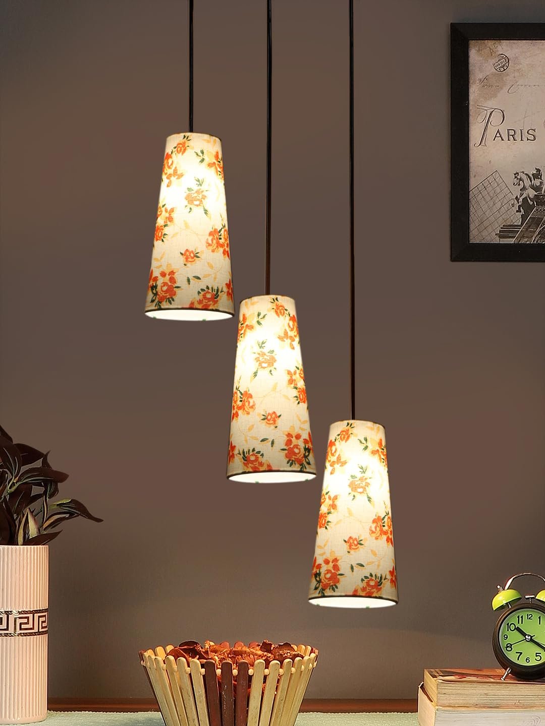 Multicolor Cotton Cluster Hanging Lamp - - (10x21 inches) Height Adjsutable-L