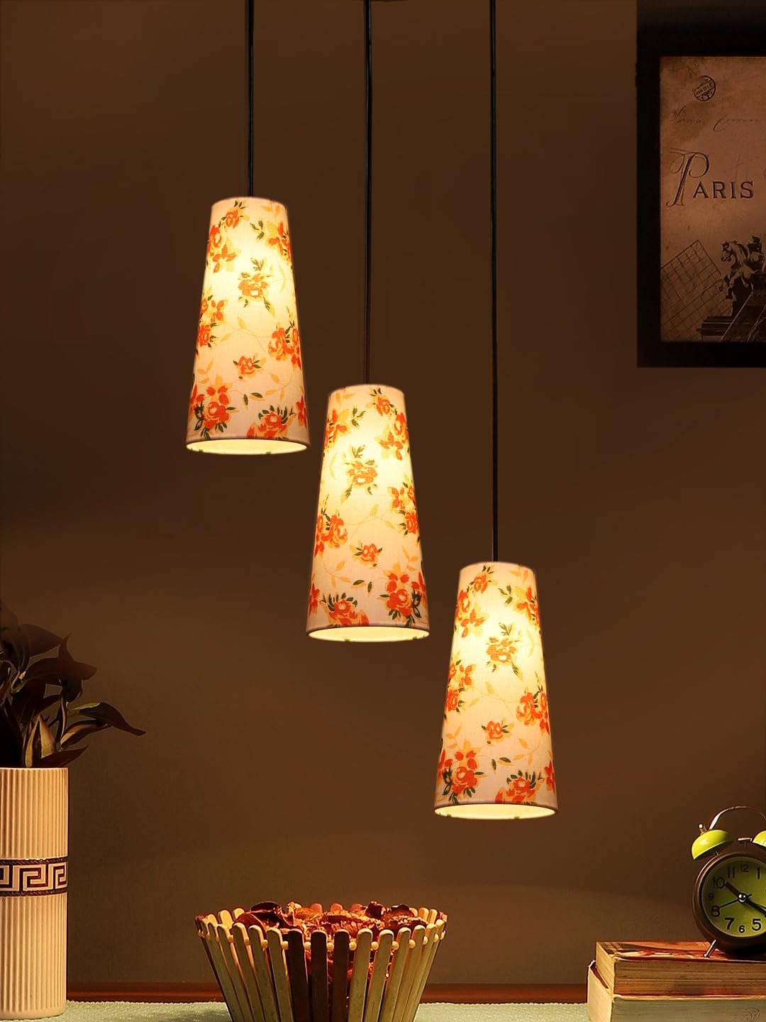 Multicolor Cotton Cluster Hanging Lamp - - (10x21 inches) Height Adjsutable-L