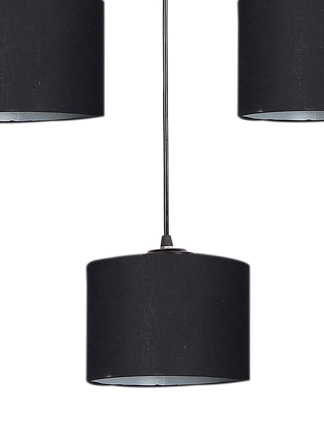 Black Cotton Round Drum Cluster Hanging Lamp (15X3.25X20) Inches