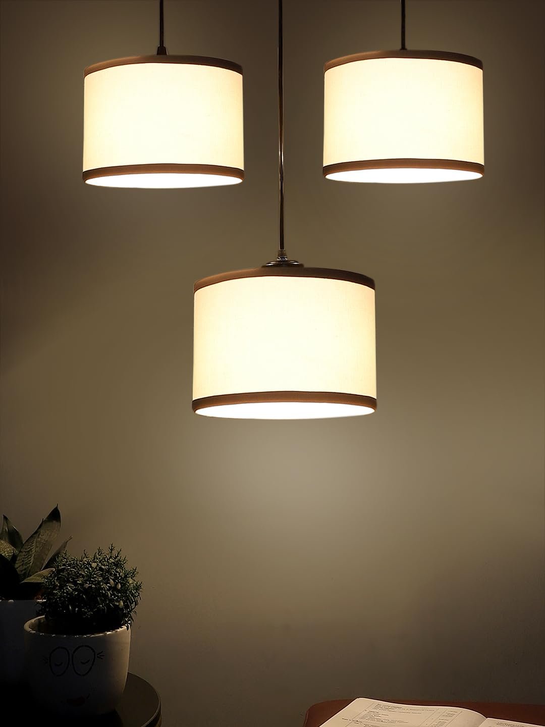Multicolor Cotton Round Drum Cluster Hanging Lamp (15X3.25X20) Inches