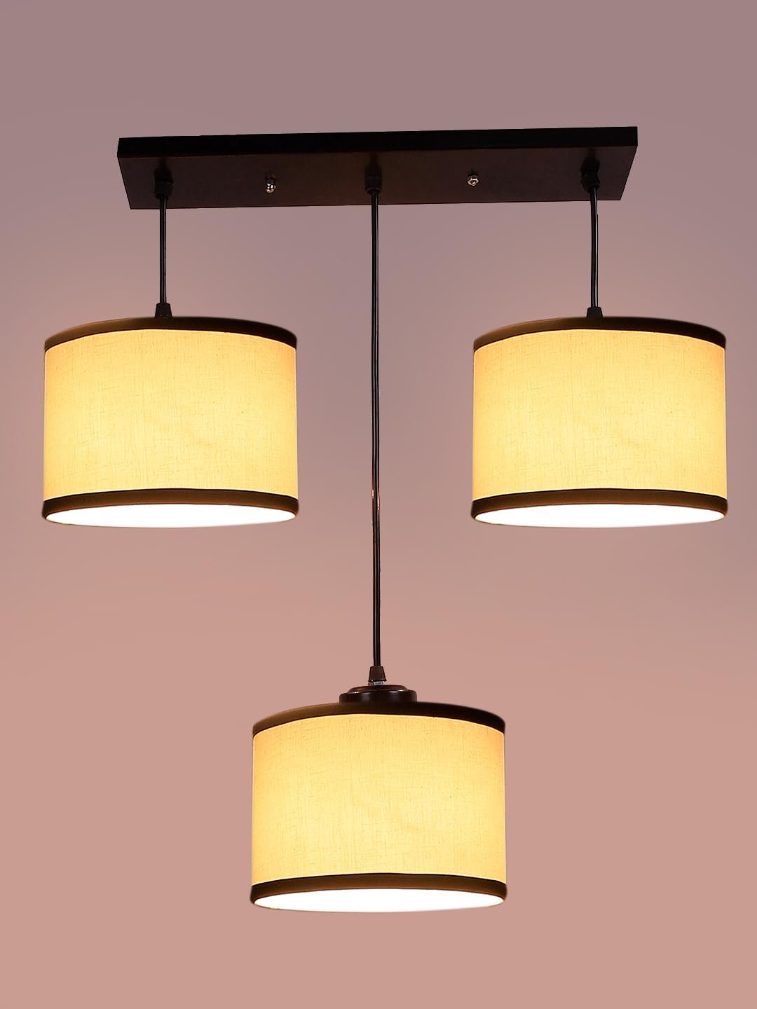 Multicolor Cotton Round Drum Cluster Hanging Lamp (15X3.25X20) Inches