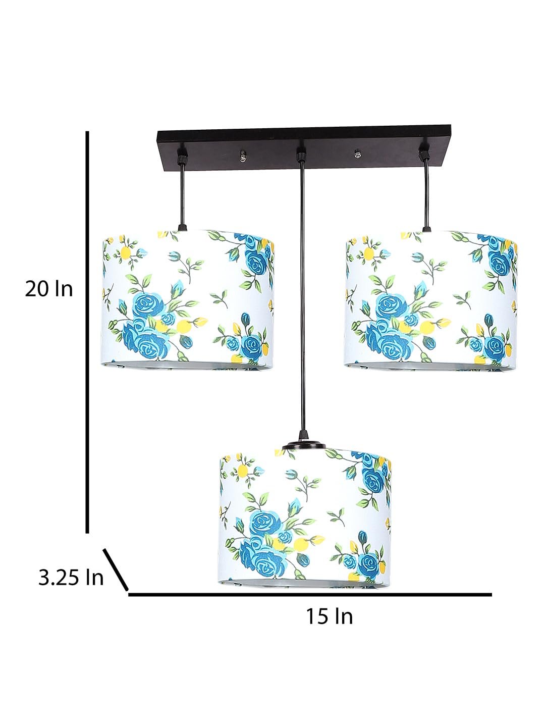 Multicolor Cotton Round Drum Cluster Hanging Lamp (15X3.25X20) Inches-A