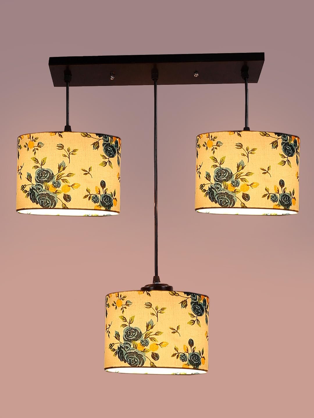 Multicolor Cotton Round Drum Cluster Hanging Lamp (15X3.25X20) Inches-A