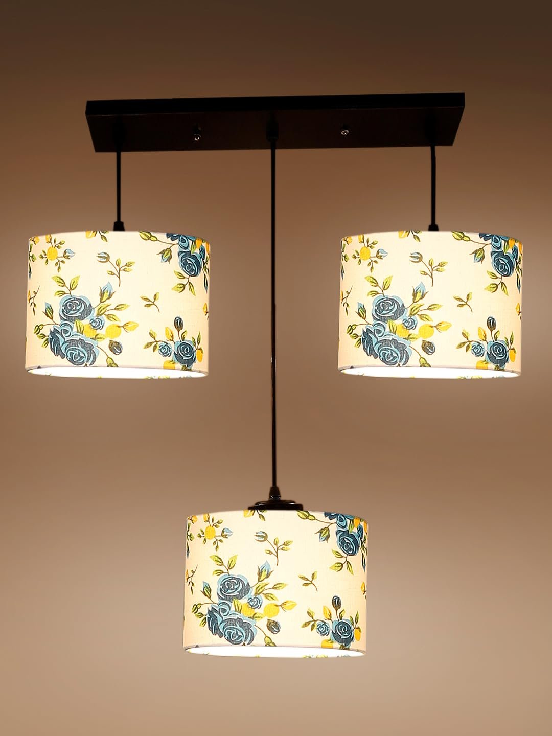 Multicolor Cotton Round Drum Cluster Hanging Lamp (15X3.25X20) Inches-A
