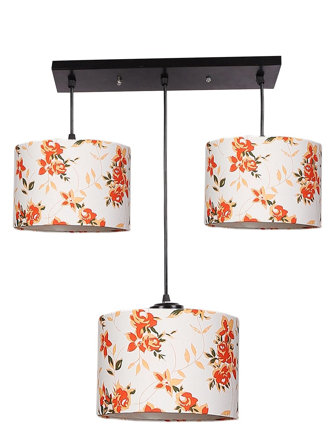 Multicolor Cotton Round Drum Cluster Hanging Lamp (15X3.25X20) Inches-B