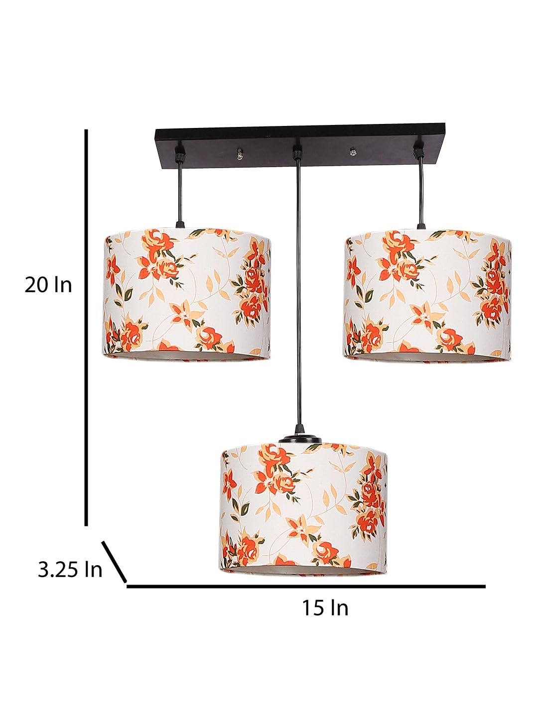 Multicolor Cotton Round Drum Cluster Hanging Lamp (15X3.25X20) Inches-B