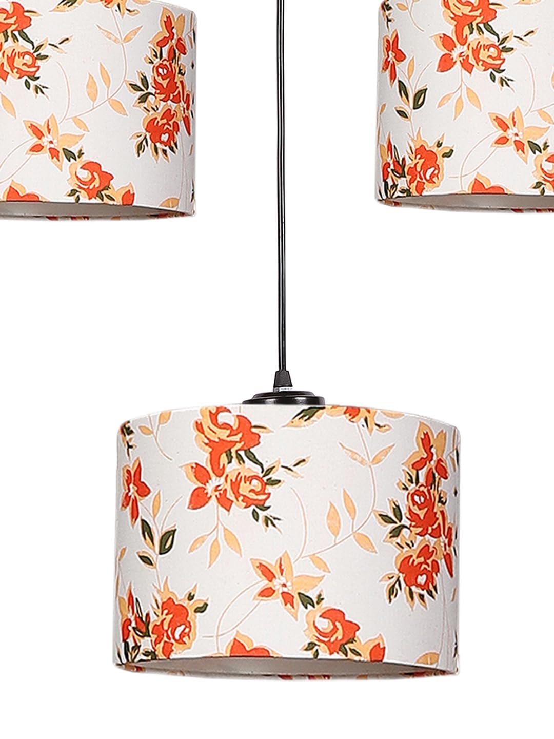 Multicolor Cotton Round Drum Cluster Hanging Lamp (15X3.25X20) Inches-B
