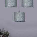 Grey Jute Round Drum Cluster Hanging Lamp (15X3.25X20) Inches