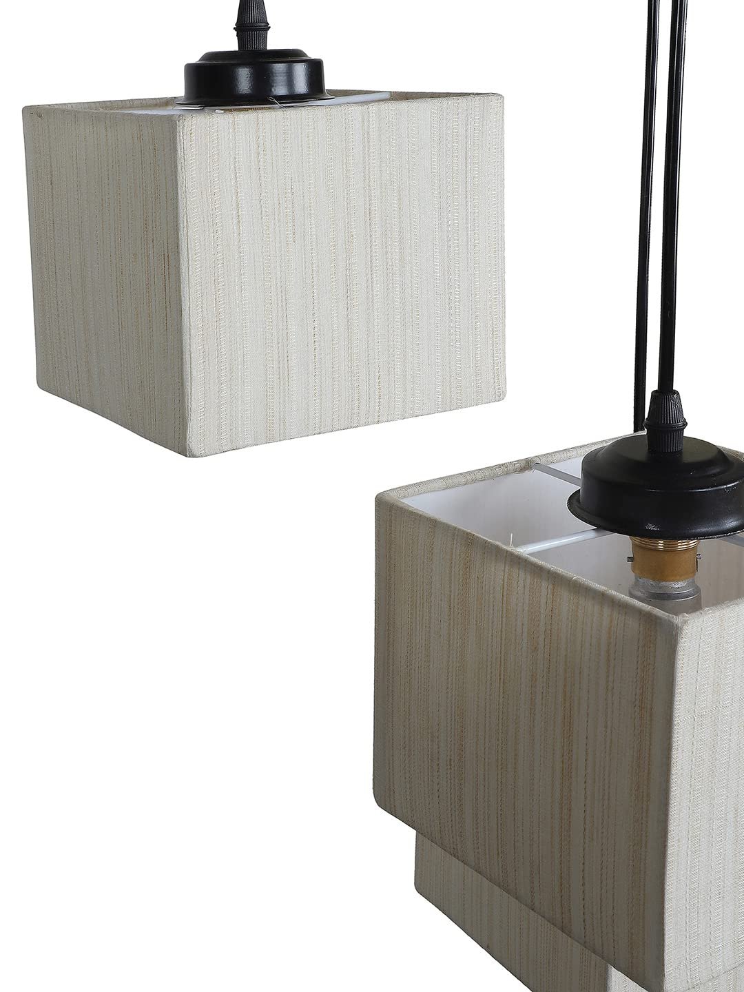 Off-White Cotton Square Cluster Hanging Lamp (10x10x27) Inches