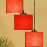 Orange Cotton Square Cluster Hanging Lamp (10x10x27) Inches