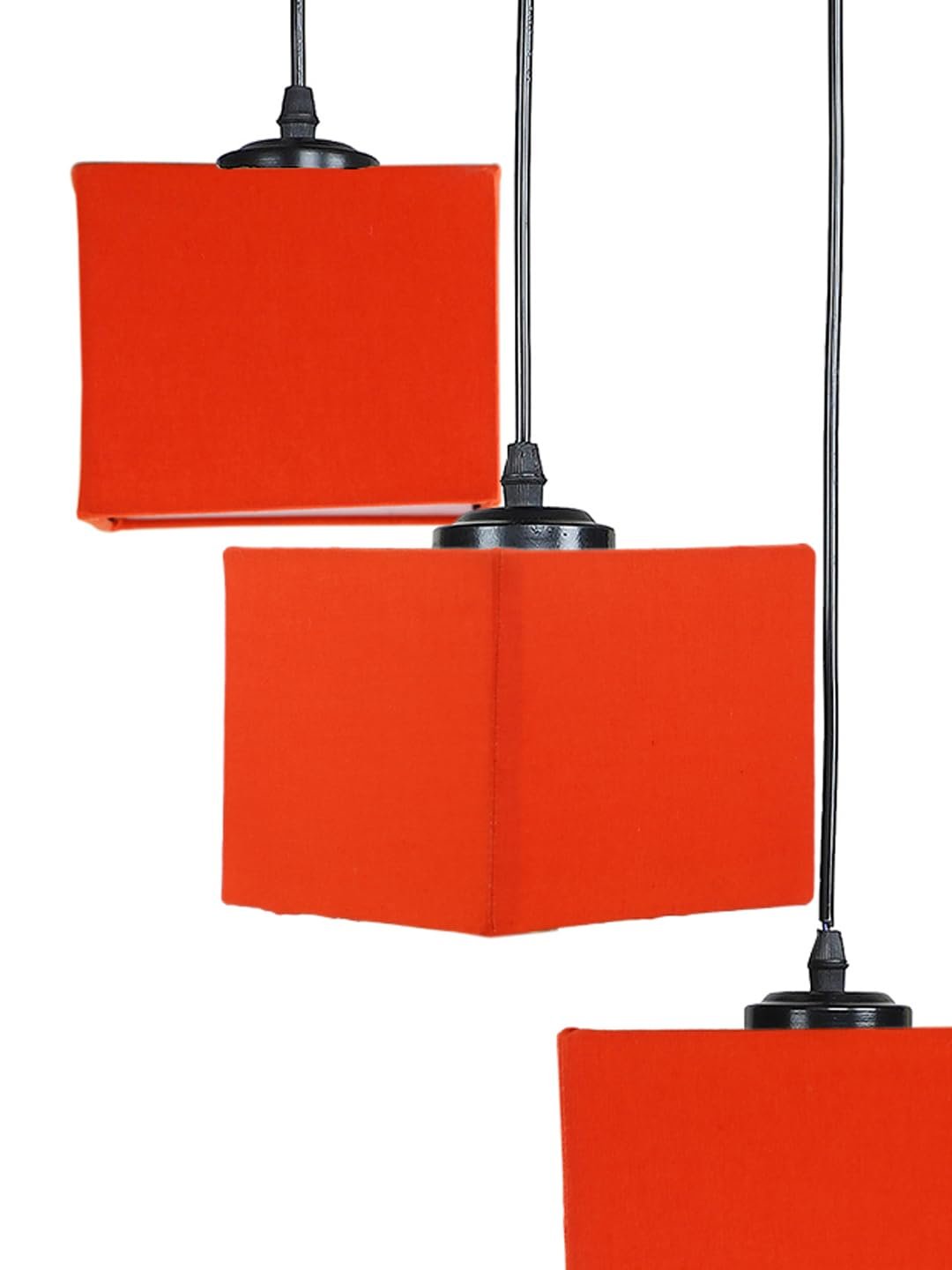 Orange Cotton Square Cluster Hanging Lamp (10x10x27) Inches