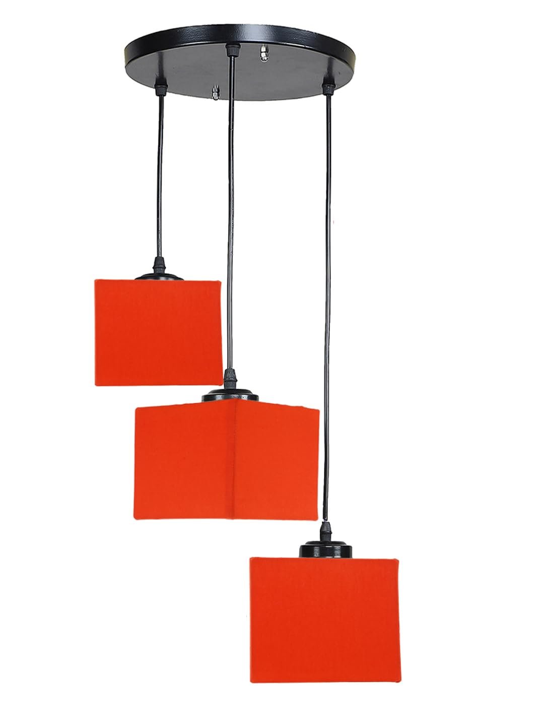 Orange Cotton Square Cluster Hanging Lamp (10x10x27) Inches