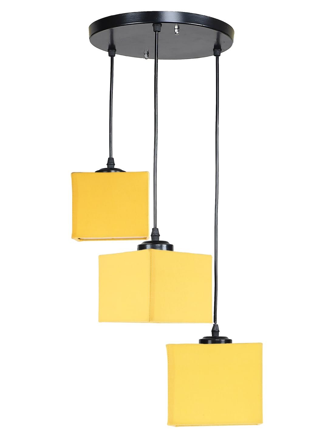 Yellow Cotton Square Cluster Hanging Lamp (10x10x27) Inches