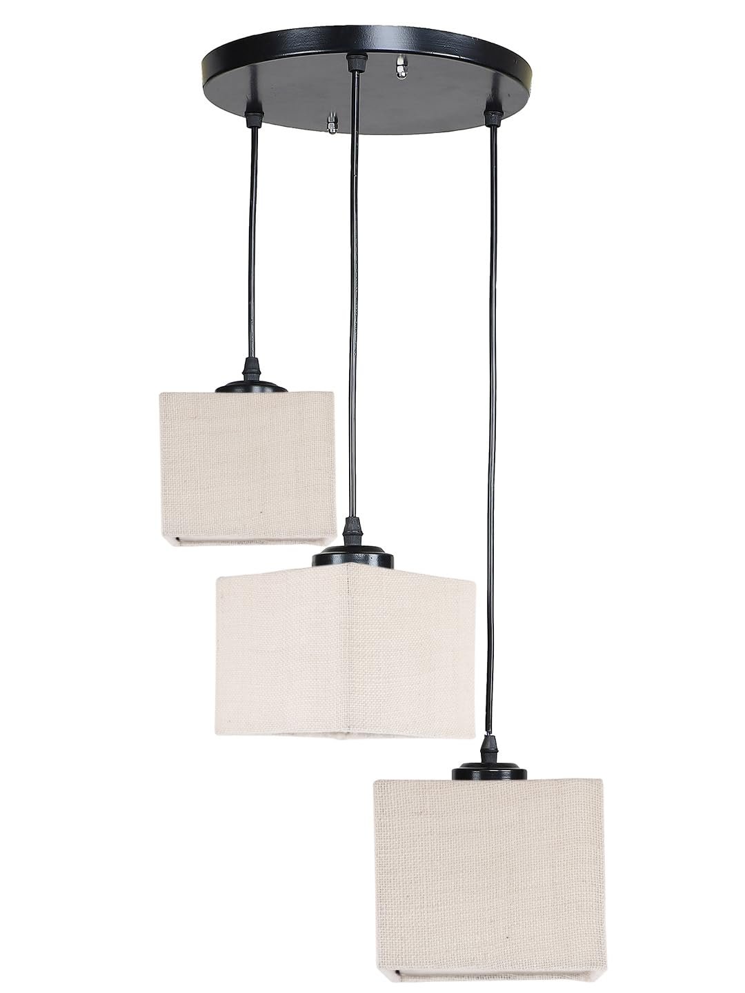 White Jute Square Cluster Hanging Lamp (10x10x27) Inches