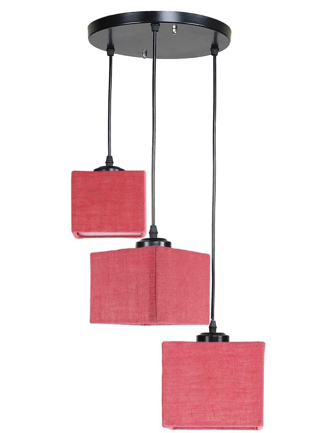 Pink Jute Square Cluster Hanging Lamp (10x10x27) Inches