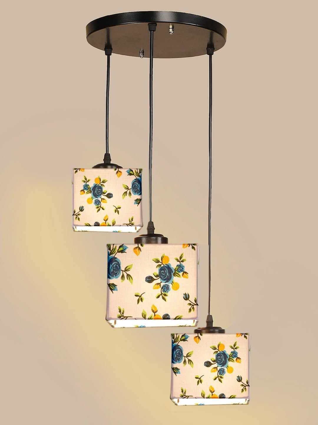 Multicolor Cotton Square Cluster Hanging Lamp (10x10x27) Inches-k