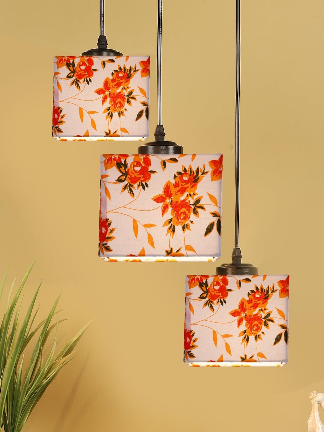 Multicolor Cotton Square Cluster Hanging Lamp (10x10x27) Inches-l