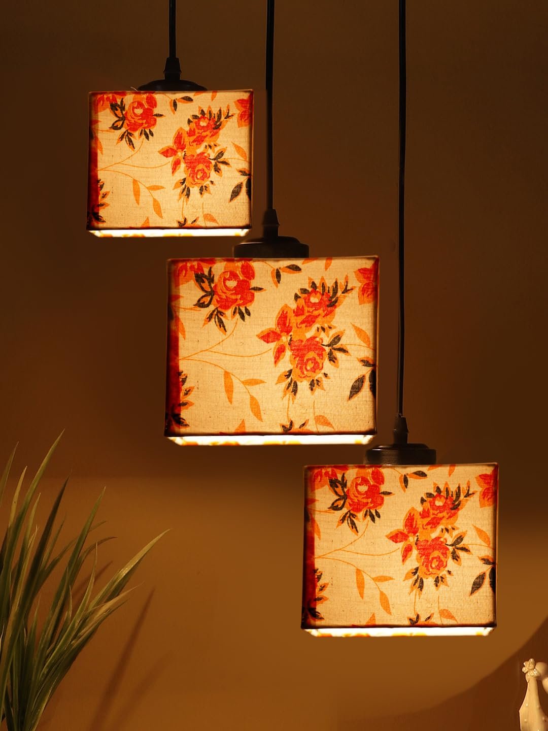Multicolor Cotton Square Cluster Hanging Lamp (10x10x27) Inches-l
