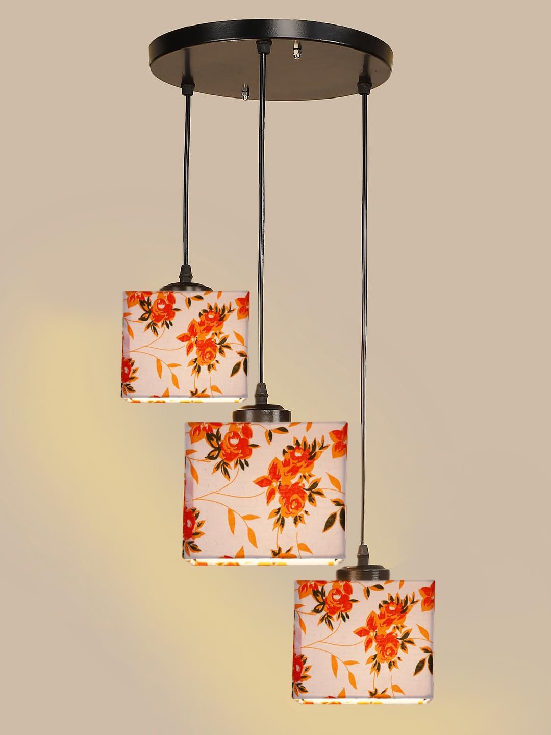 Multicolor Cotton Square Cluster Hanging Lamp (10x10x27) Inches-l