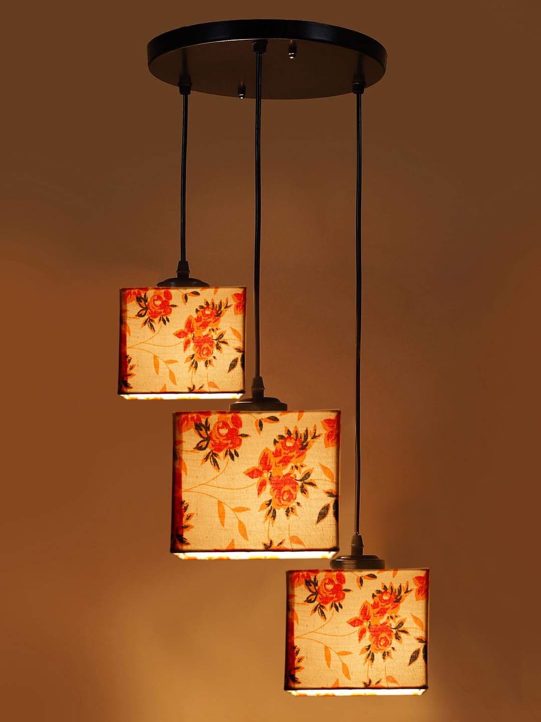 Multicolor Cotton Square Cluster Hanging Lamp (10x10x27) Inches-l