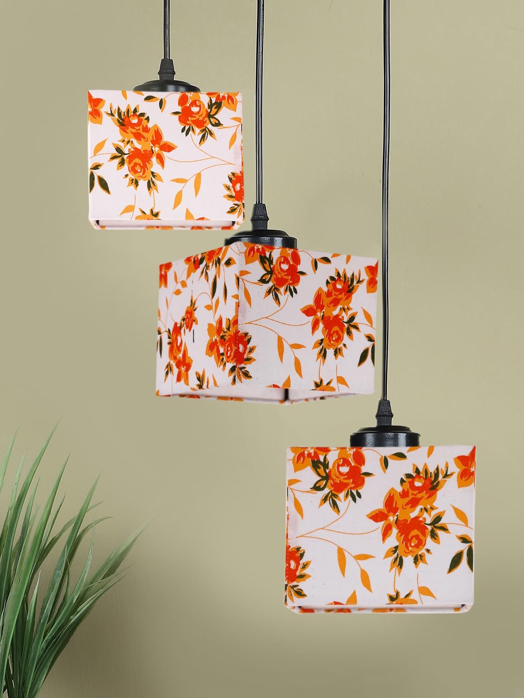 Multicolor Cotton Square Cluster Hanging Lamp (10x10x27) Inches-l