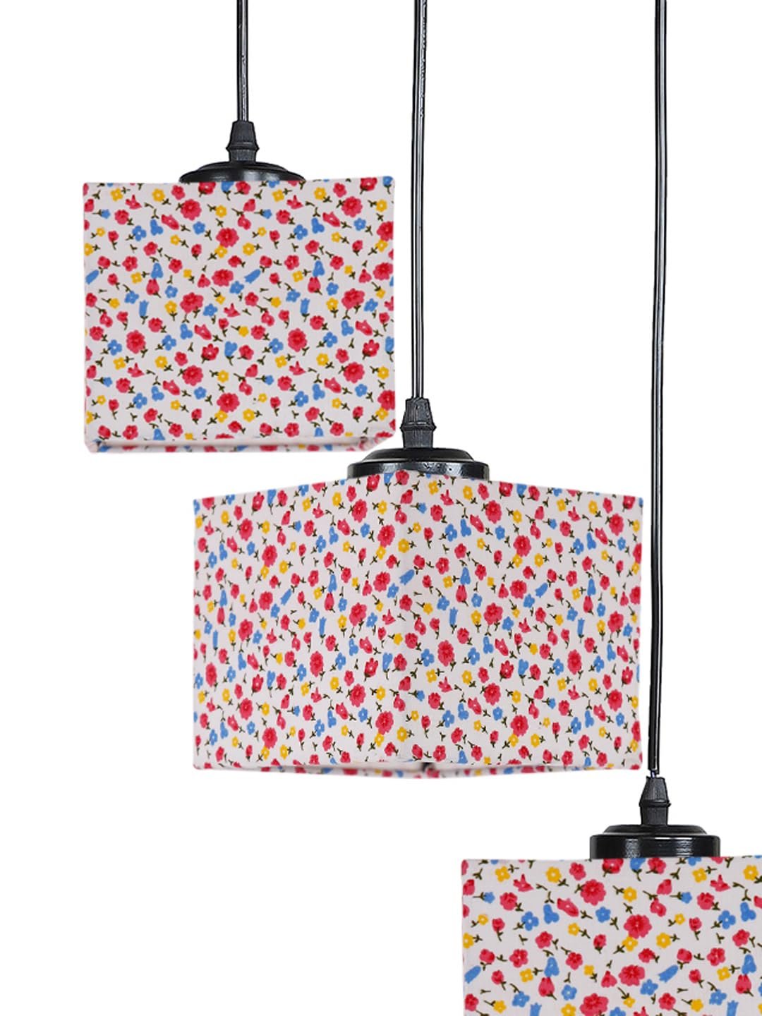Multicolor Cotton Square Cluster Hanging Lamp (10x10x27) Inches-m