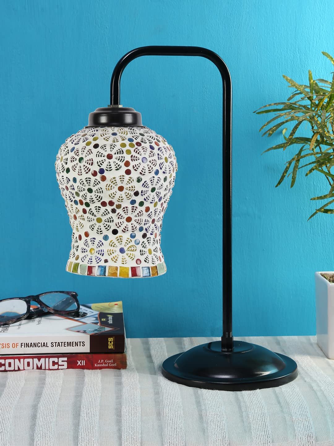 Multi Color Mosaic Glass Iron Table Lamp (GLASS01)