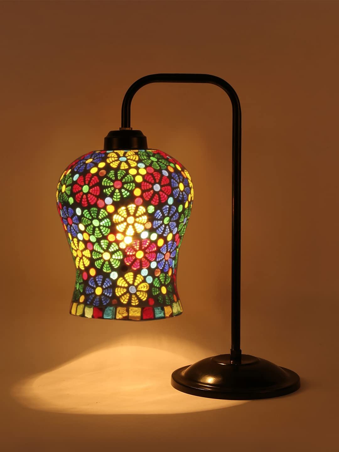 Multi Color Mosaic Glass Iron Table Lamp (GLASS01)