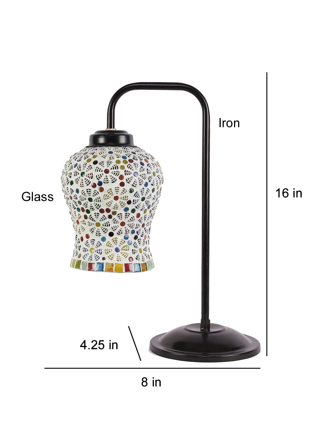 Multi Color Mosaic Glass Iron Table Lamp (GLASS01)