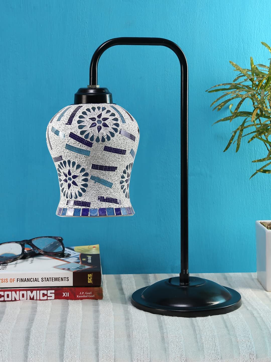 Multi Color Mosaic Glass Iron Table Lamp (GLASS02)