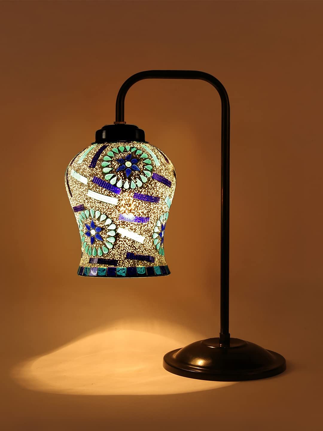 Multi Color Mosaic Glass Iron Table Lamp (GLASS02)