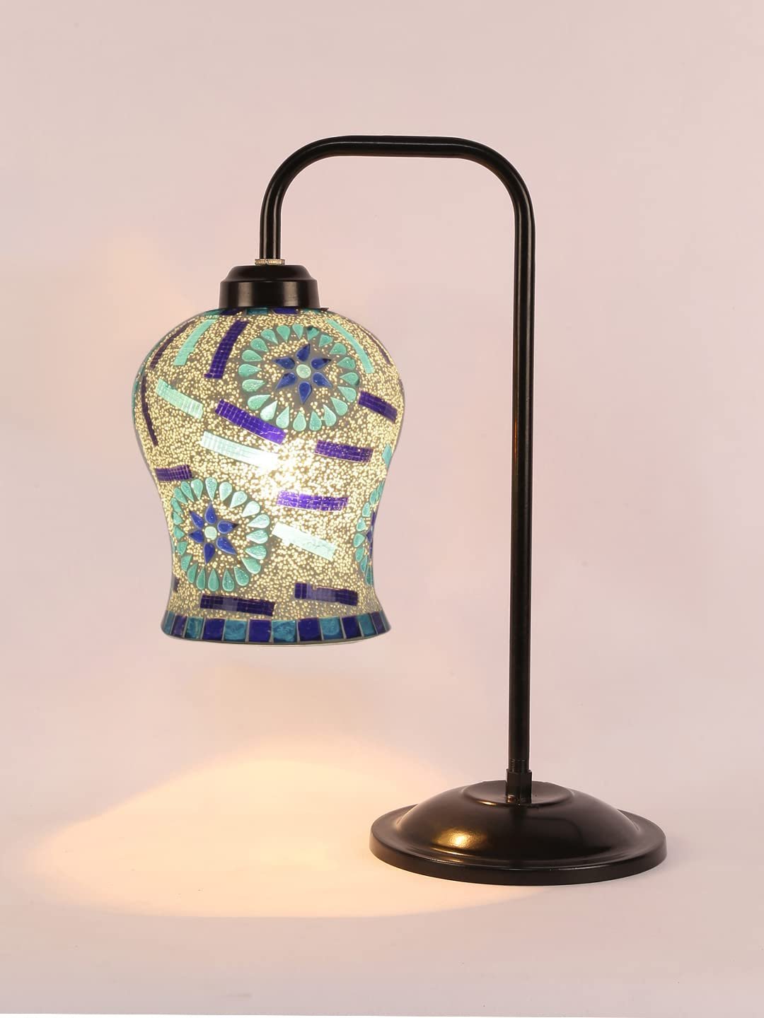 Multi Color Mosaic Glass Iron Table Lamp (GLASS02)