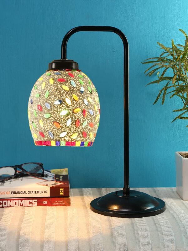 Multi Color Mosaic Glass Iron Table Lamp (GLASS03)