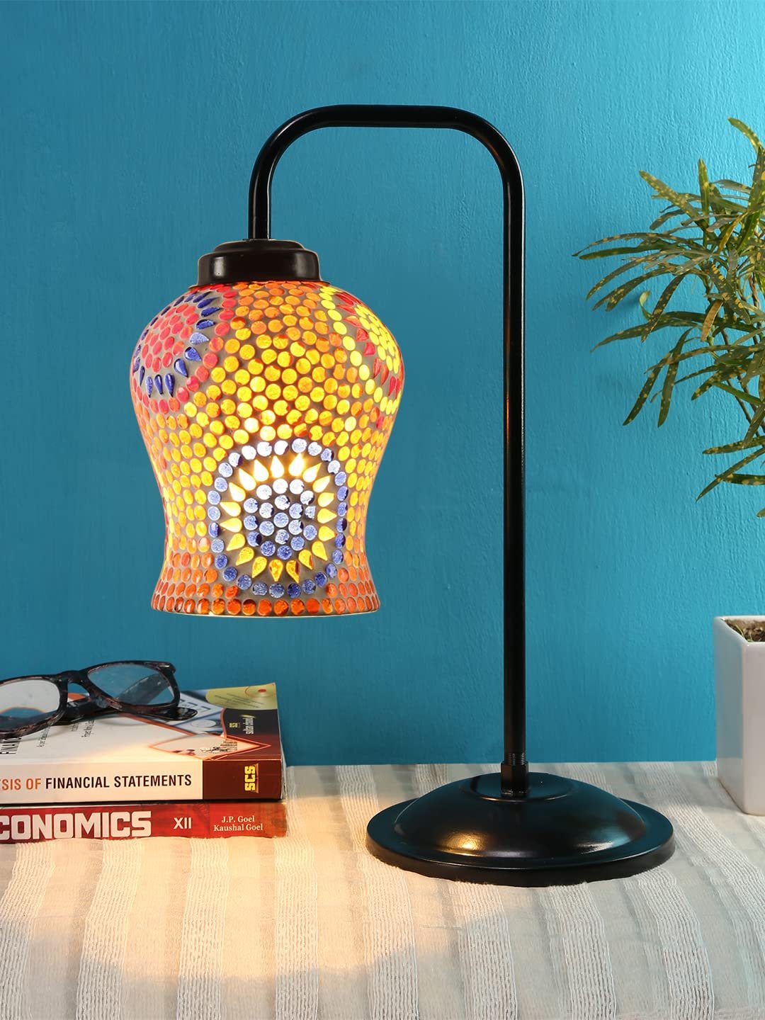 Multi Color Mosaic Glass Iron Table Lamp (GLASS)